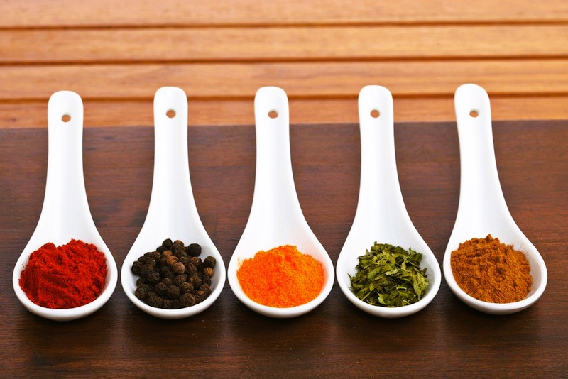 spices in spoons