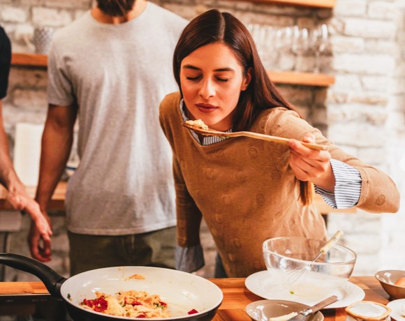 girl trying food